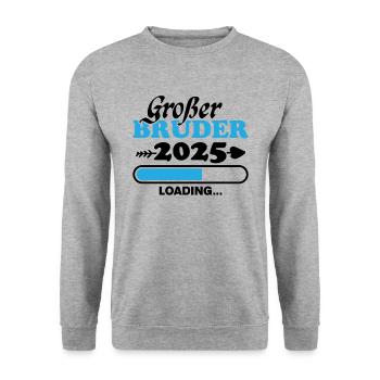 Großer Bruder 2025 - Unisex Pullover - Weißgrau meliert - Vorne - Alina (178cm) & Michal (187cm)