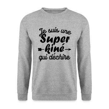 Je suis une Super kiné qui déchire - Sweat-shirt Unisexe - gris chiné - Devant - Alina (178cm) & Michal (187cm)