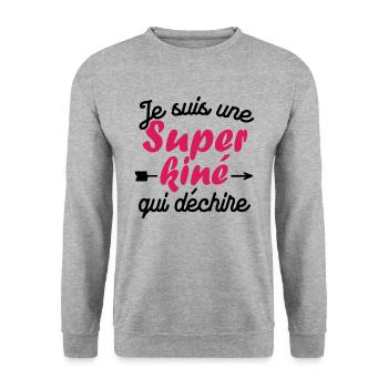 Je suis une Super kiné qui déchire - Sweat-shirt Unisexe - gris chiné - Devant - Alina (178cm) & Michal (187cm)