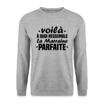 Voilà à quoi ressemble la marraine parfaite - Sweat-shirt Unisexe - gris chiné - Devant - Alina (178cm) & Michal (187cm)