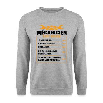 Mécanicien Tarif Horaire - Sweat-shirt Unisexe - gris chiné - Devant - Alina (178cm) & Michal (187cm)