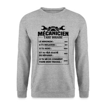 Mécanicien Tarif Horaire - Sweat-shirt Unisexe - gris chiné - Devant - Alina (178cm) & Michal (187cm)