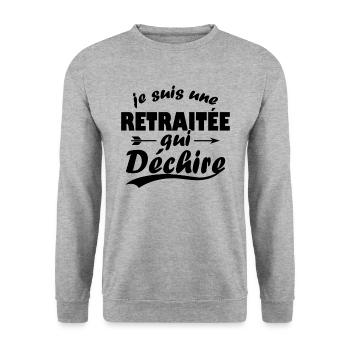 Je suis une retraitée qui déchire - Sweat-shirt Unisexe - gris chiné - Devant - Alina (178cm) & Michal (187cm)