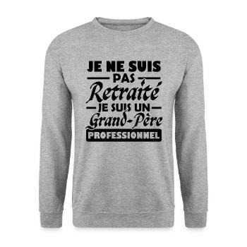 Je ne suis pas Retraité je suis un Grand Père - Sweat-shirt Unisexe - gris chiné - Devant - Alina (178cm) & Michal (187cm)