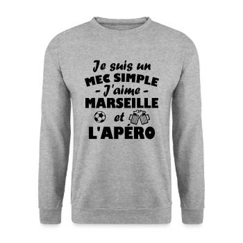 Je suis un mec simple j aime marseille et l apéro - Sweat-shirt Unisexe - gris chiné - Devant - Alina (178cm) & Michal (187cm)