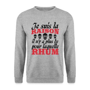 Cadeau Humour Pirates Rhum - Sweat-shirt Unisexe - gris chiné - Devant - Alina (178cm) & Michal (187cm)