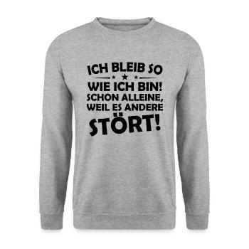 Ich bleibe so wie ich bin! schon alleine, weil es - Unisex Pullover - Weißgrau meliert - Vorne - Alina (178cm) & Michal (187cm)