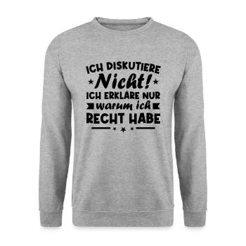 Ich diskutiere nicht erkläre warum ich recht habe - Unisex Pullover - Weißgrau meliert - Vorne - Alina (178cm) & Michal (187cm)