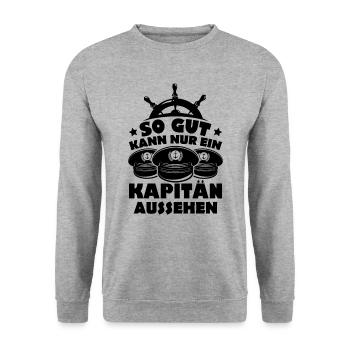 So gut kann nur ein Kapitän aussehen - Unisex Pullover - Weißgrau meliert - Vorne - Alina (178cm) & Michal (187cm)