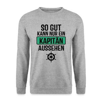 So gut kann nur ein Kapitän aussehen - Unisex Pullover - Weißgrau meliert - Vorne - Alina (178cm) & Michal (187cm)