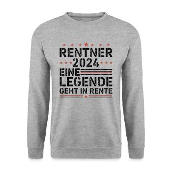 Rentner 2024 eine legende geht in rente - Unisex Pullover - Weißgrau meliert - Vorne - Alina (178cm) & Michal (187cm)