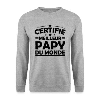 Certifié Meilleur Papy du Monde - Sweat-shirt Unisexe - gris chiné - Devant - Alina (178cm) & Michal (187cm)