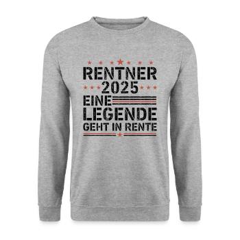 Rentner 2025 eine legende geht in rente - Unisex Pullover - Weißgrau meliert - Vorne - Alina (178cm) & Michal (187cm)