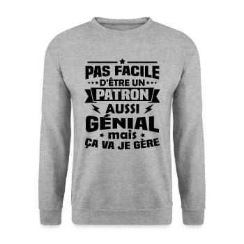 Un patron aussi génial mais ça va je gère - Sweat-shirt Unisexe - gris chiné - Devant - Alina (178cm) & Michal (187cm)
