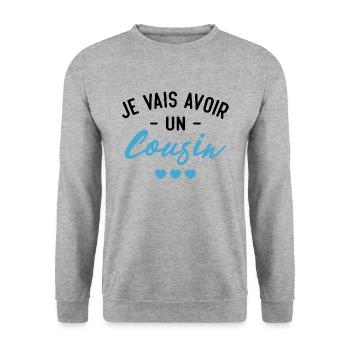 Je vais avoir un cousin - Sweat-shirt Unisexe - gris chiné - Devant - Alina (178cm) & Michal (187cm)