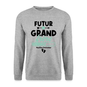 Futur grand frère veuillez patienter - Sweat-shirt Unisexe - gris chiné - Devant - Alina (178cm) & Michal (187cm)