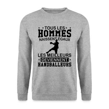Les meilleurs deviennent handballeurs - Sweat-shirt Unisexe - gris chiné - Devant - Alina (178cm) & Michal (187cm)