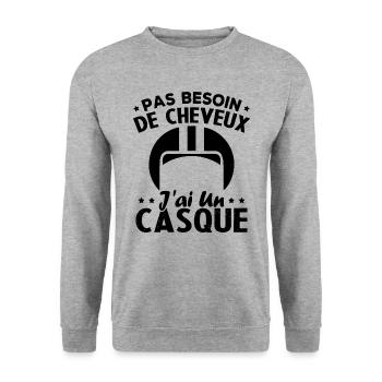 Pas Besoin De Cheveux J ai Un Casque - Sweat-shirt Unisexe - gris chiné - Devant - Alina (178cm) & Michal (187cm)