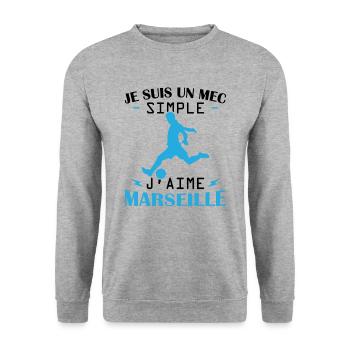 Je suis un mec simple j aime marseille - Sweat-shirt Unisexe - gris chiné - Devant - Alina (178cm) & Michal (187cm)