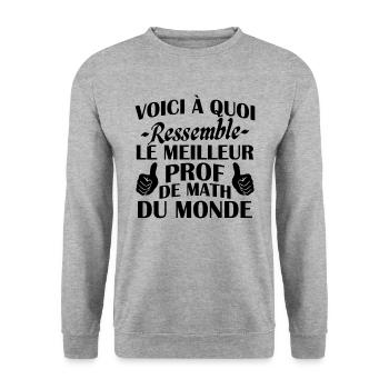 Voici à quoi ressemble le meilleur prof de math - Sweat-shirt Unisexe - gris chiné - Devant - Alina (178cm) & Michal (187cm)