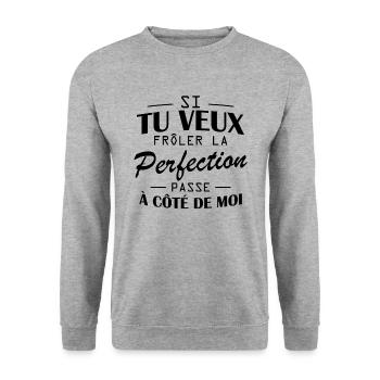 Tu veux frôler la perfection passe à côté de moi - Sweat-shirt Unisexe - gris chiné - Devant - Alina (178cm) & Michal (187cm)