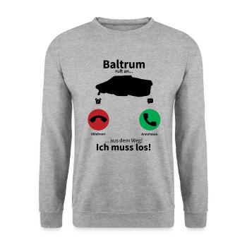 Baltrum Anruf Telefon Nordsee Insel Urlaub Reise - Unisex Pullover - Weißgrau meliert - Vorne - Alina (178cm) & Michal (187cm)