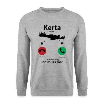 Griechenland Kreta ruft an lustiges Geschenk - Unisex Pullover - Weißgrau meliert - Vorne - Alina (178cm) & Michal (187cm)