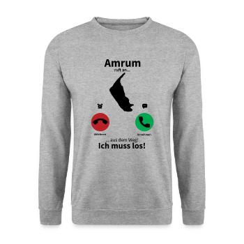 Amrum ruft an... - Unisex Pullover - Weißgrau meliert - Vorne - Alina (178cm) & Michal (187cm)