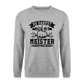 Meisterprüfung tischler meister geschenk - Unisex Pullover - Weißgrau meliert - Vorne - Alina (178cm) & Michal (187cm)