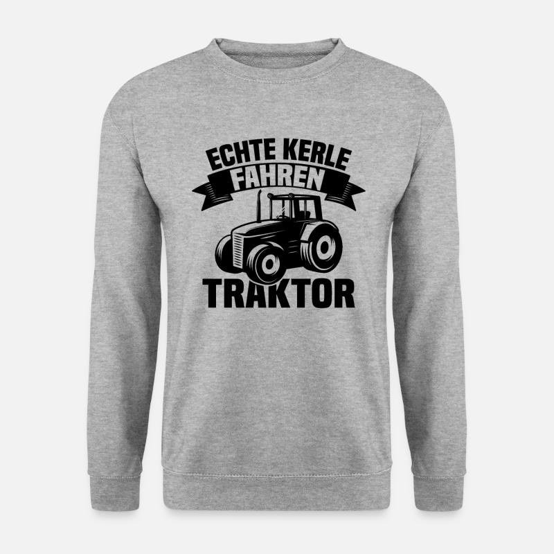 Echte Kerle fahren Traktor - Unisex Pullover - Weißgrau meliert