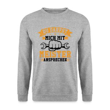 Meisterprüfung tischler meister geschenk - Unisex Pullover - Weißgrau meliert - Vorne - Alina (178cm) & Michal (187cm)