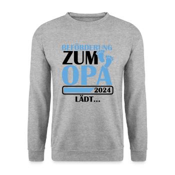 Beförderung zum Opa 2024 - Unisex Pullover - Weißgrau meliert - Vorne - Alina (178cm) & Michal (187cm)