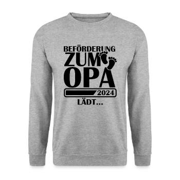 Beförderung zum Opa 2024 - Unisex Pullover - Weißgrau meliert - Vorne - Alina (178cm) & Michal (187cm)