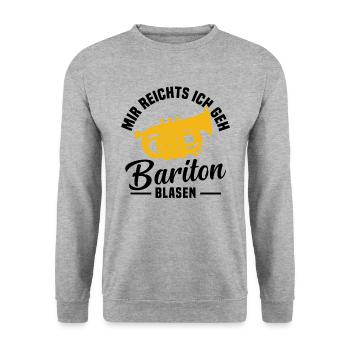 Mir reichts ich geh Bariton blasen - Unisex Pullover - Weißgrau meliert - Vorne - Alina (178cm) & Michal (187cm)