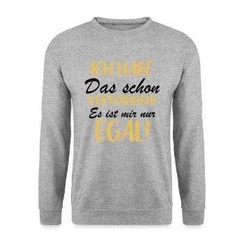 Ich habe das schon verstanden es ist mir nur egal! - Unisex Pullover - Weißgrau meliert - Vorne - Alina (178cm) & Michal (187cm)