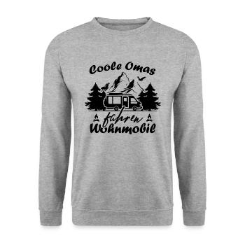 Camping Rentner Coole Omas fahren Wohnmobil - Unisex Pullover - Weißgrau meliert - Vorne - Alina (178cm) & Michal (187cm)