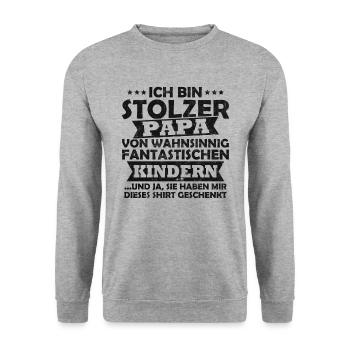 Ich bin stolzer Papa von wahnsinnig fantastischen - Unisex Pullover - Weißgrau meliert - Vorne - Alina (178cm) & Michal (187cm)