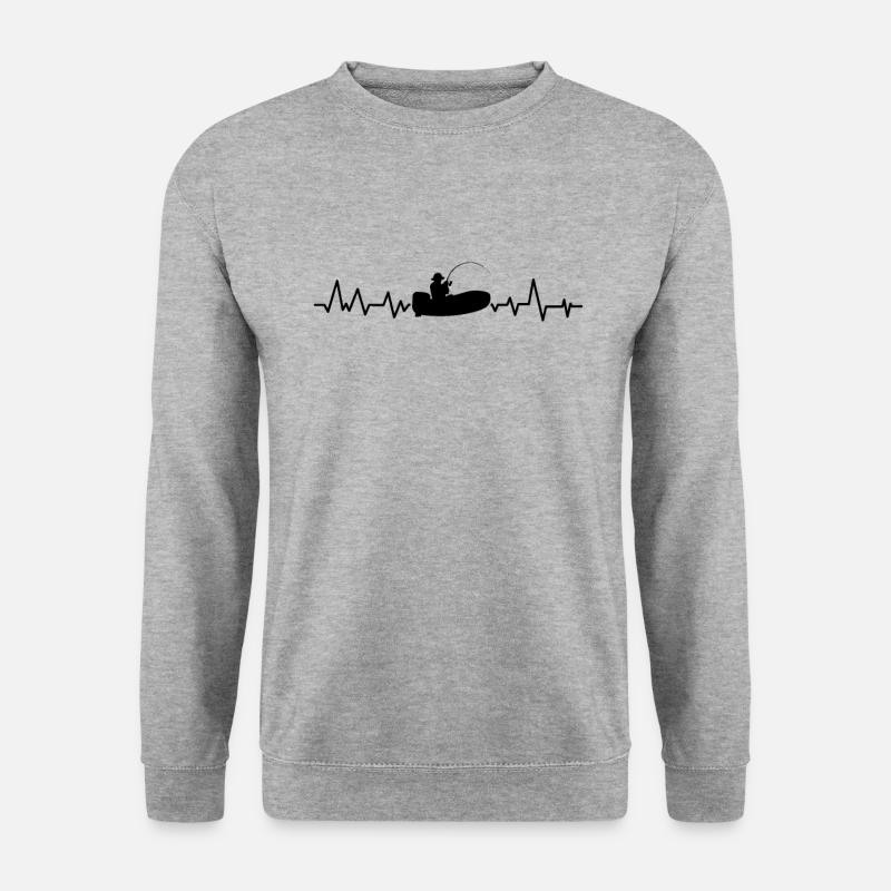 Fischer Angler Herzschlag - Unisex Pullover - Weißgrau meliert