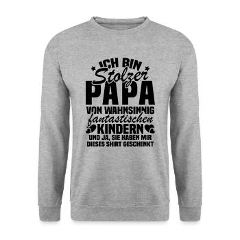 Ich bin stolzer Papa von wahnsinnig fantastischen - Unisex Pullover - Weißgrau meliert - Vorne - Alina (178cm) & Michal (187cm)