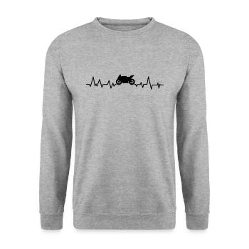 Motorrad Motorradfahren Herzschlag - Unisex Pullover - Weißgrau meliert - Vorne - Alina (178cm) & Michal (187cm)