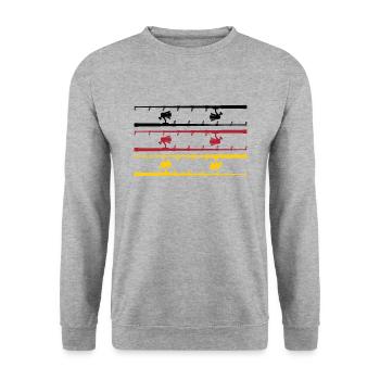 angelrute mit deutschlandflagge - Unisex Pullover - Weißgrau meliert - Vorne - Alina (178cm) & Michal (187cm)