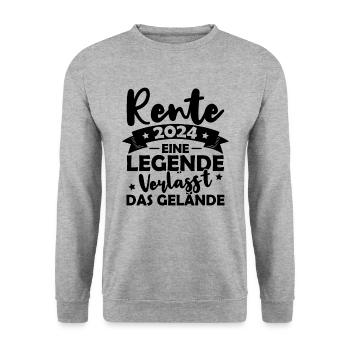Rente 2024 - Eine Legende Verlässt Das Gelände - Unisex Pullover - Weißgrau meliert - Vorne - Alina (178cm) & Michal (187cm)