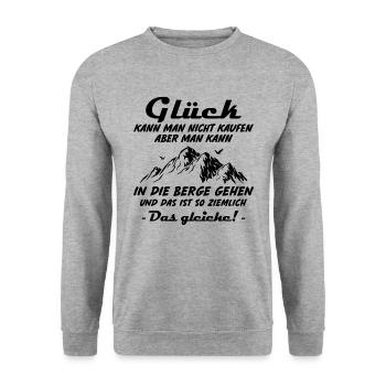 Berge Glück Wandern - Unisex Pullover - Weißgrau meliert - Vorne - Alina (178cm) & Michal (187cm)