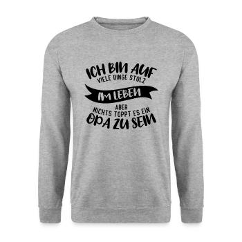 ich bin stolz wie ein Opa - Unisex Pullover - Weißgrau meliert - Vorne - Alina (178cm) & Michal (187cm)