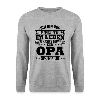 ich bin stolz wie ein Opa - Unisex Pullover - Weißgrau meliert - Vorne - Alina (178cm) & Michal (187cm)