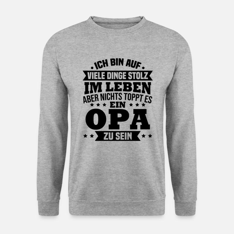 ich bin stolz wie ein Opa - Unisex Pullover - Weißgrau meliert