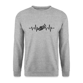 Battement de cœur de la trompette - Sweat-shirt Unisexe - gris chiné - Devant - Alina (178cm) & Michal (187cm)