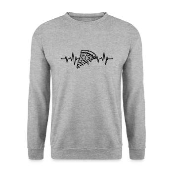 Pizza Herzschlag - Unisex Pullover - Weißgrau meliert - Vorne - Alina (178cm) & Michal (187cm)