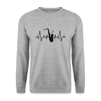 Heartbeat Saxophone - Sweat-shirt Unisexe - gris chiné - Devant - Alina (178cm) & Michal (187cm)