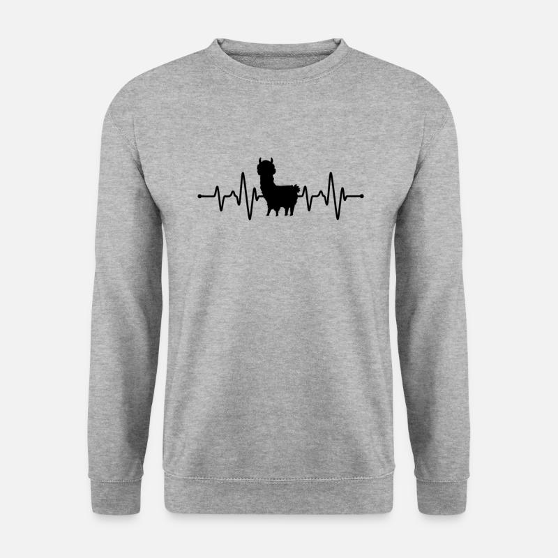 Herzschlag Lama - Unisex Pullover - Weißgrau meliert